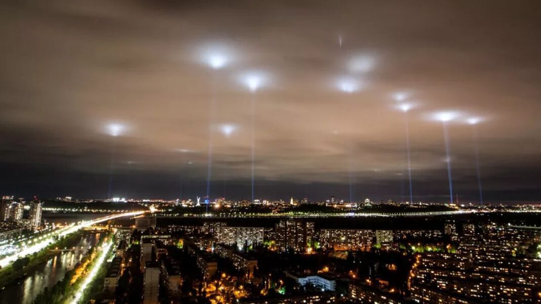 The night sky over Kyiv, Ukraine in 2020.