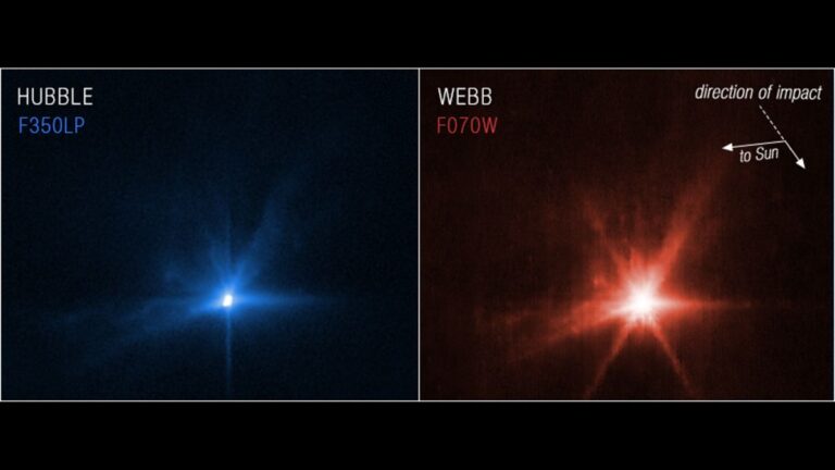 DART impact seen through the eyes of Webb and Hubble