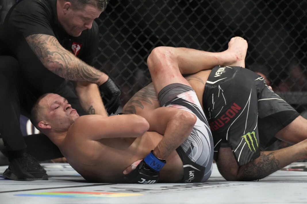 Nate Diaz chokes out Tony Ferguson to end chaotic UFC 279