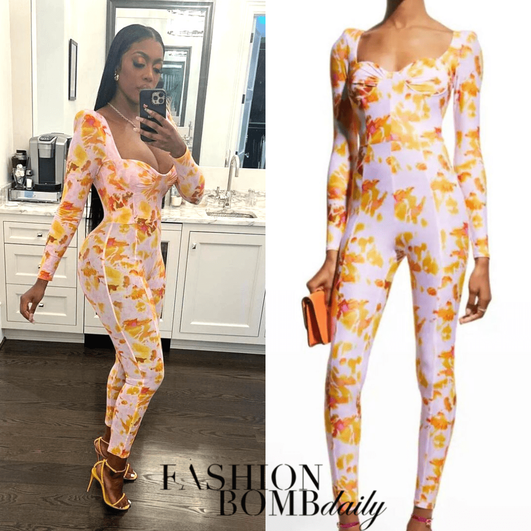 Porsha Williams Attended a Floral Alex Perry Catsuit at the Single and Searching Premiere in Atlanta