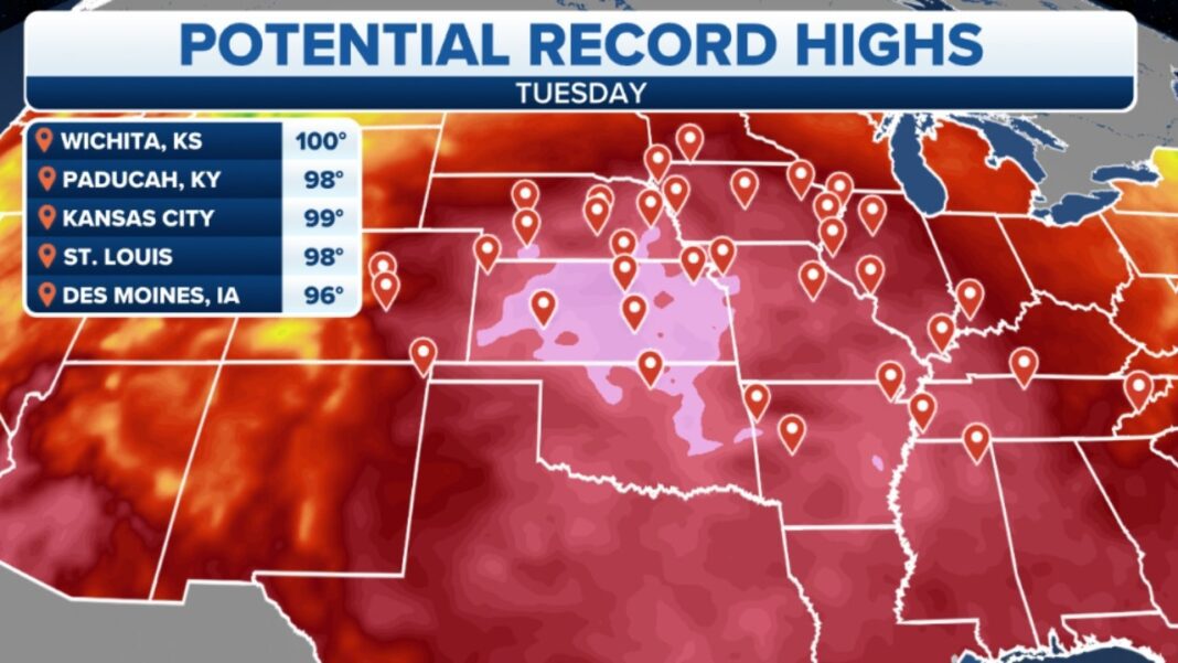 Record heat in Plains, Southeast to bring low triple-digit high temperatures