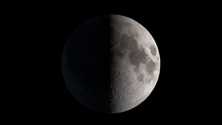 See the moon appear half-lit during its closest first quarter phase