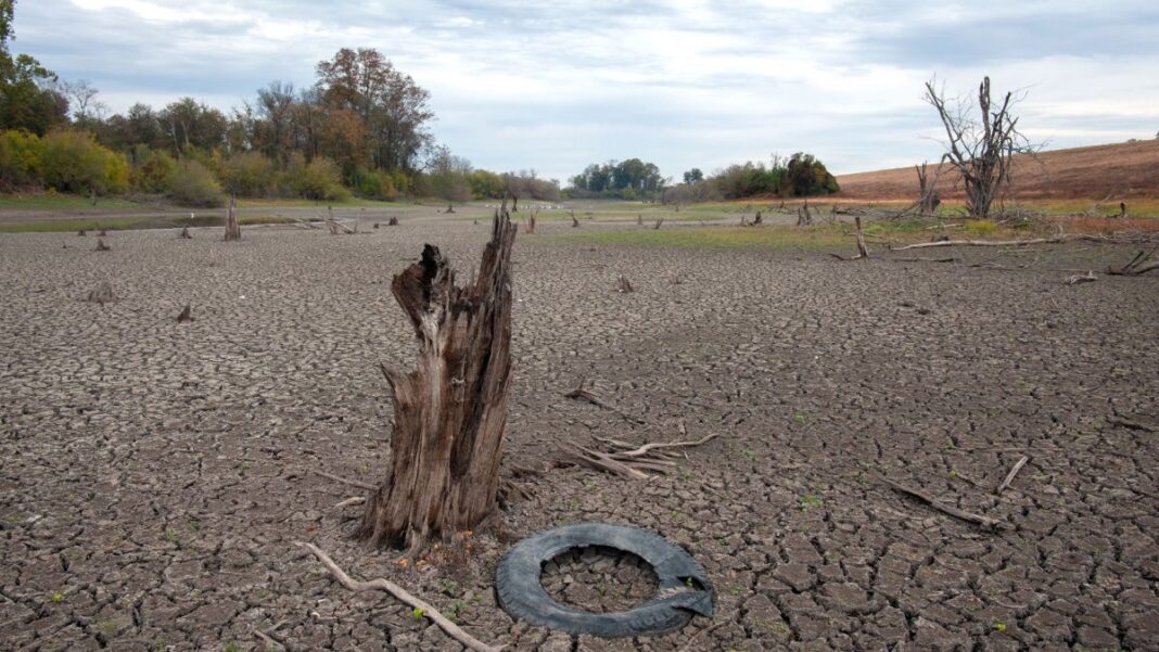 Low levels of water in the Mississippi river