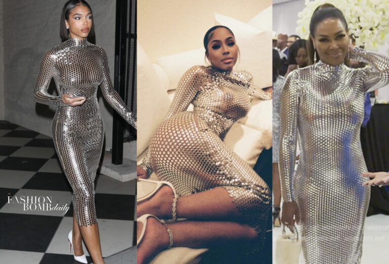 Lori Harvey Stepped Out in the Same Burberry Thalia Silver Sequins Dress Worn by Kenya Moore, Yung Miami and Princess Love + Get the Look for Less