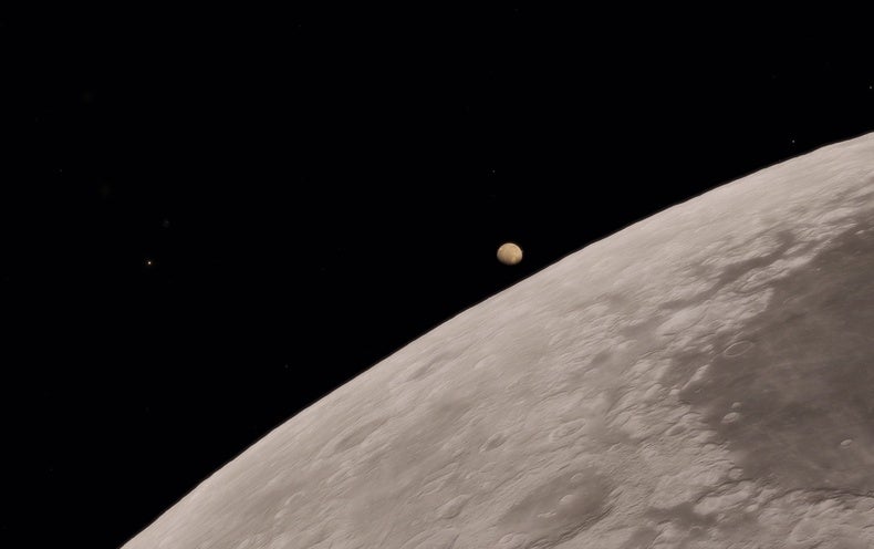 On December 7 the Moon Will Photobomb Mars