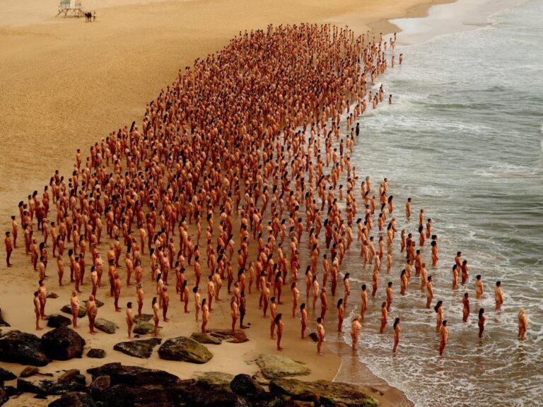 Photos of thousands of people who got naked on iconic Bondi Beach for a nude shoot to raise skin cancer awareness