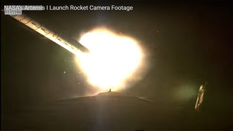 Watch fiery separation of NASA’s moon rocket boosters