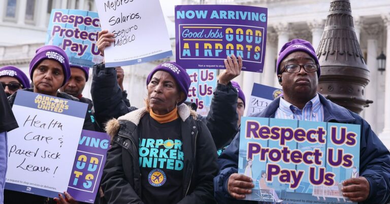 Airport Workers Protest Unfair Working Conditions And Push For Legislative Action