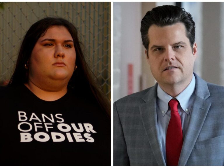 Abortion-rights activist who was body-shamed by Matt Gaetz confronted him at SOTU address and thanked him for helping her raise $2 million