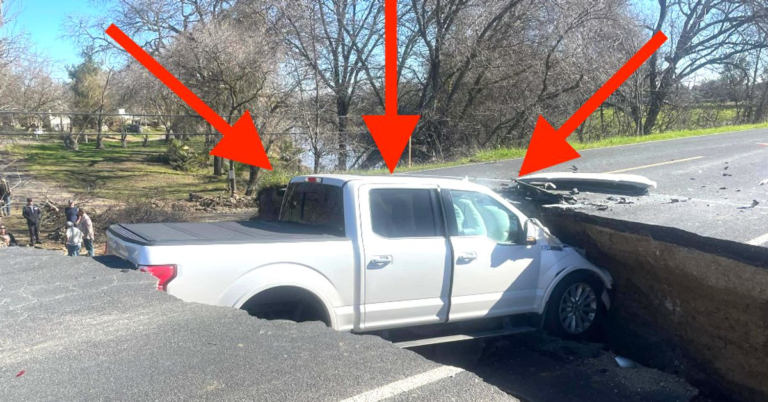 Drivers Ignore Roadblock Signs For Sinkhole And It Does Not End Well