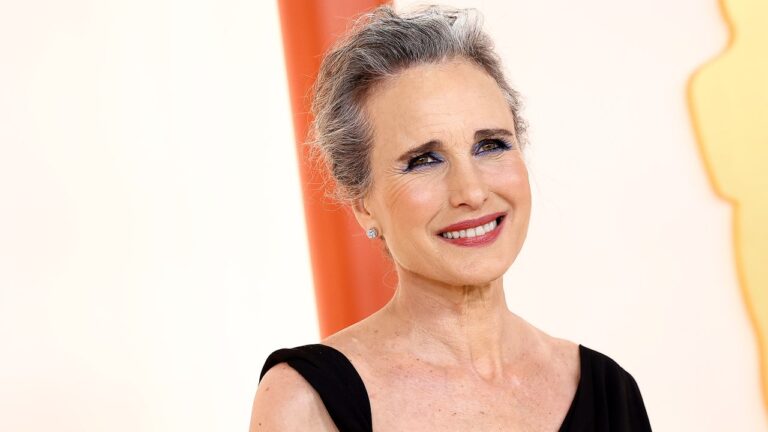 It Makes Andie MacDowell Laugh That You Think Gray Hair Makes Her Look Older — Watch the Video