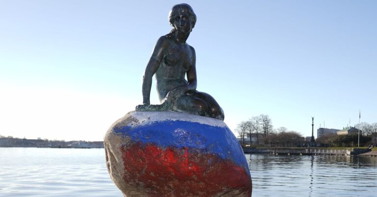 Little Mermaid Statue In Denmark Is Vandalized With Russian Flag