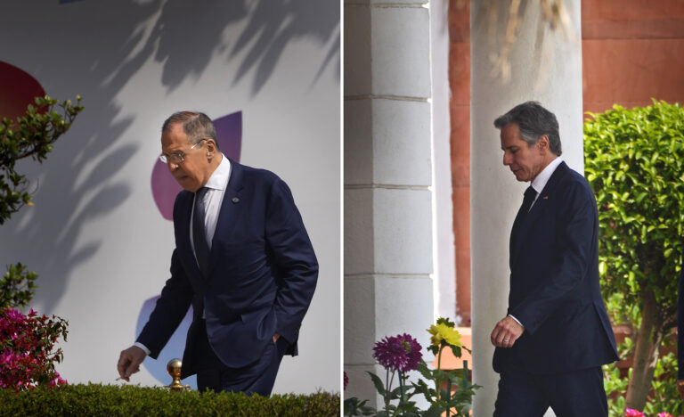 Top US and Russian diplomats meet on sidelines of G20 for first time since Ukraine invasion