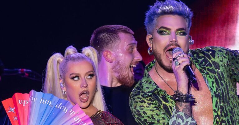 Christina Aguilera And Adam Lambert Perform At NYC Pride