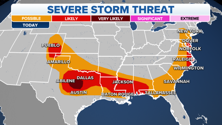 Severe weather will bring storm risk from Rockies through the Southeast