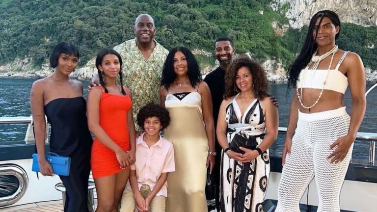 The Johnson Family Posed on their Luxury Yacht with Cookie Johnson in Prada , EJ Johnson in Dior X Alaia, and Elisa Johnson in Hermes + More