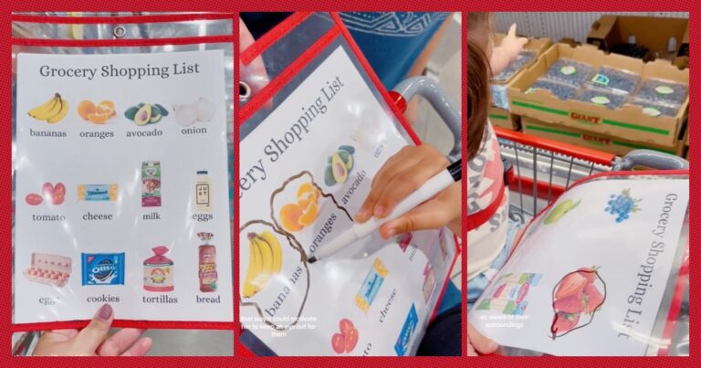 This Mom Prints Off Age-Appropriate Grocery Store Shopping Lists For Her Kids