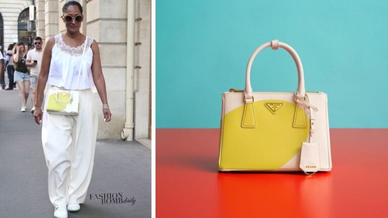 Tracee Ellis Ross Stepped Out In a $1720 Prada Lace Trimmed Top and a $7,500 Prada Galleria Bag