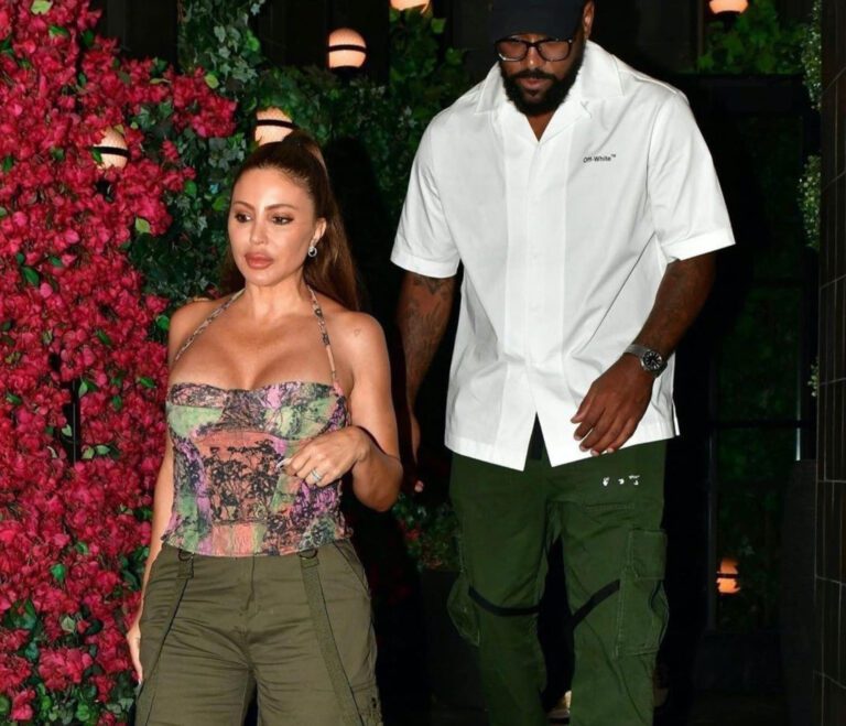 Alleged Newly Engaged Larsa Pippen and Marcus Jordan Grab Dinner with Larsa in a Roberta Einer Multicolored Bustier and Fashion Nova Pants and Marcus in Off White