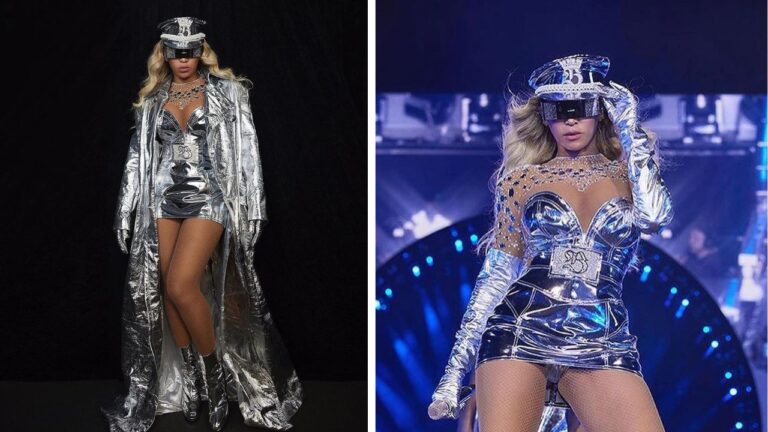 Beyoncé Performed in a Silver Metallic Futuristic Dundas World Stage Costume on her Renaissance Tour