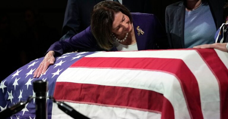 Nancy Pelosi Embraces Dianne Feinstein’s Casket In Emotional Moment