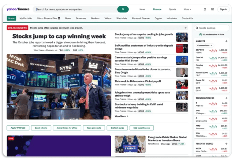 Yahoo Finance redesigns its website