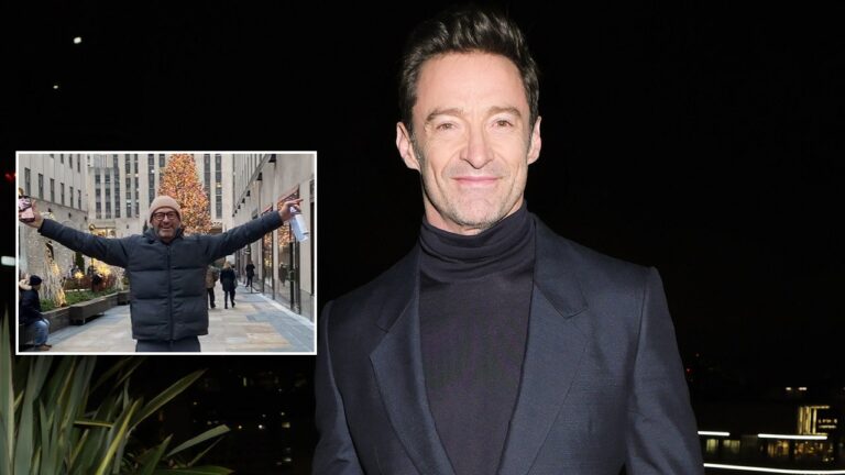 Hugh Jackman let off with a ‘warning’ after getting too close to the Christmas tree at Rockefeller Center