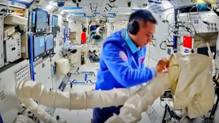 Chinese astronauts check out newly delivered space station supplies