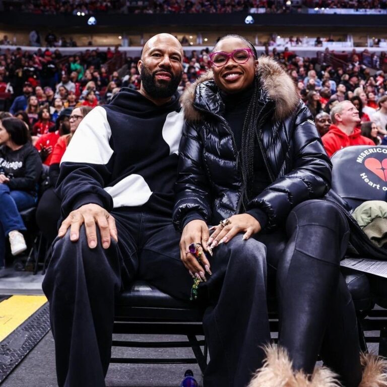 Fashion Bomb Couple Alert: Jennifer Hudson Wore a Black Moncler Coat Courtside with Beau Common