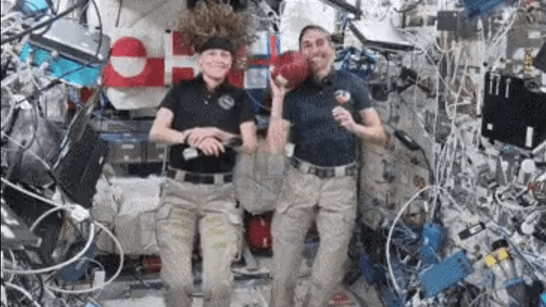 It’s good! Space station astronauts toss football in orbit for Super Bowl 2024 (video)