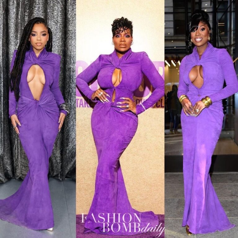 Celebs Love: LaQuan Smith’s Purple $2,395 Suede Keyhole Twisted Gown is a Celeb Favorite Amognst Chloe Bailey, Fantasia, & Wendy Osefo