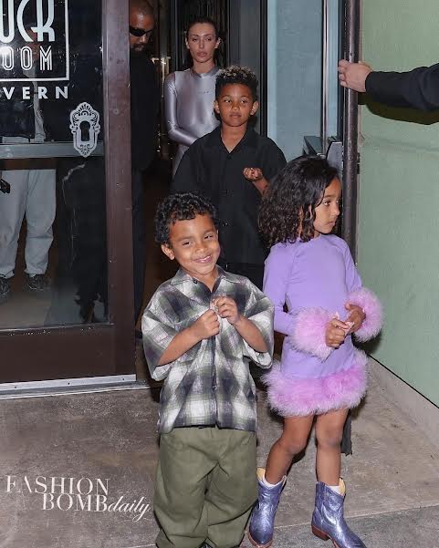 Fashion Bomb Couple: Kanye West Stepped Out with his Children and Bianca Censori in a Metallic Silver YZY Catsuit for Easter Weekend