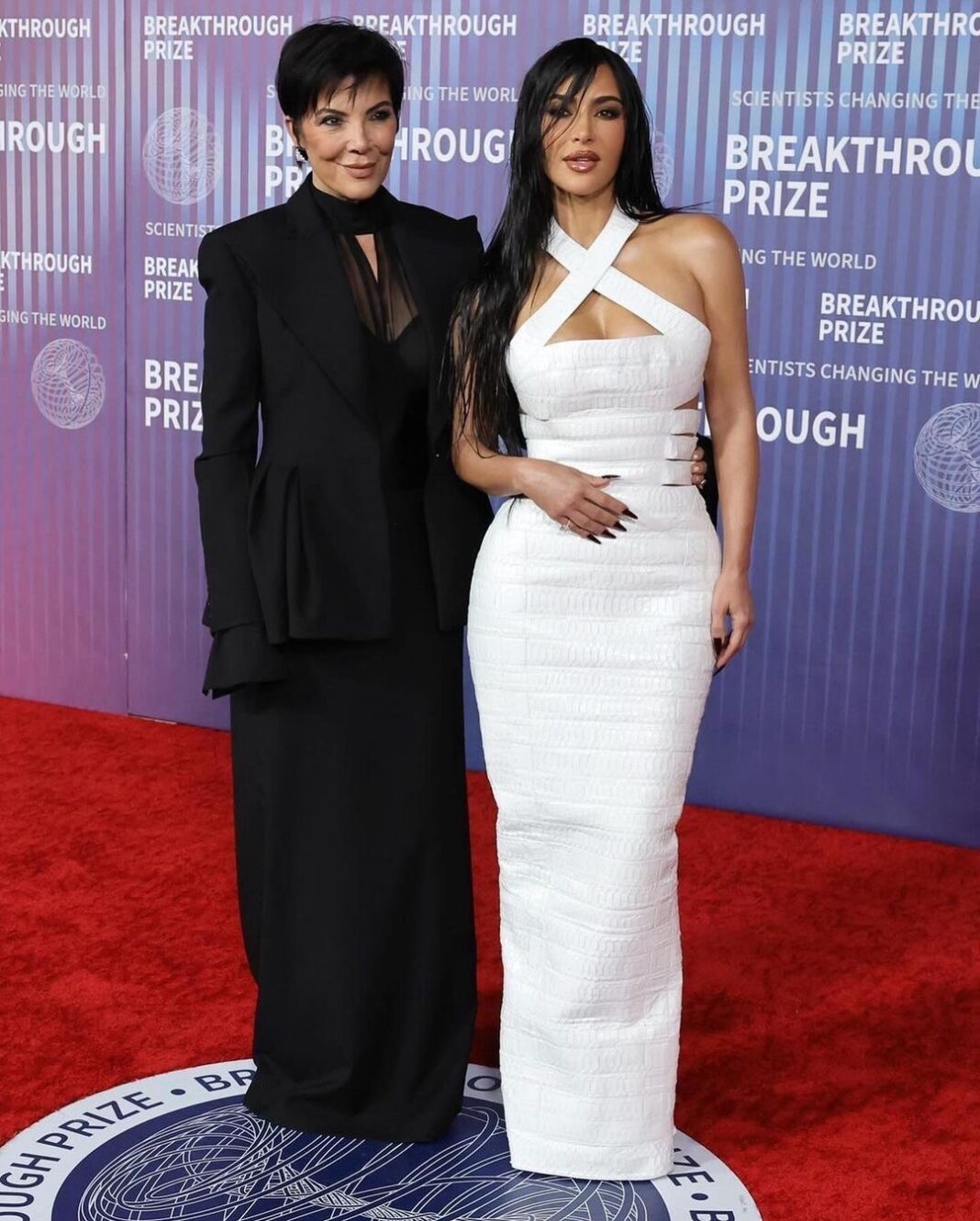 Fashion Bomb Duo: Kim Kardashian Attends the 2024 Breakthrough Prize Ceremony in a White Custom Alaïa Dress with Kris Jenner in a All Black Dolce & Gabbana Look