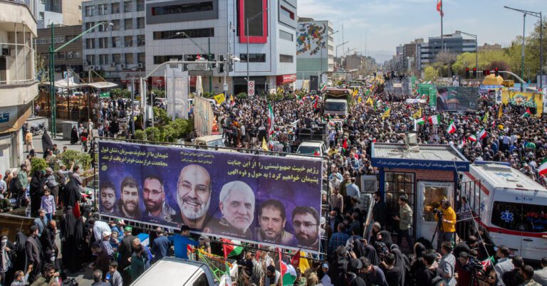 Iran Vows Revenge at Funeral for Commanders Killed in Israeli Airstrike