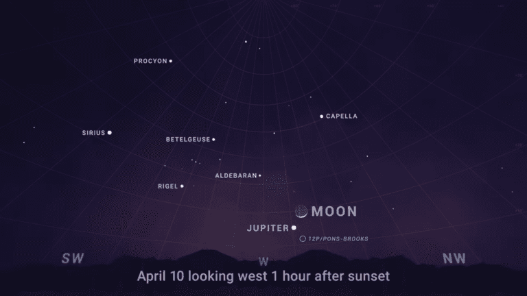 See Jupiter close to a crescent moon (Mars near Saturn, too) in the ‘View a Planet Day’ night sky